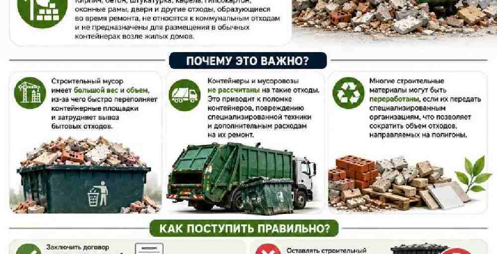 Строительный мусор нельзя выбрасывать в обычные контейнеры: что нужно знать