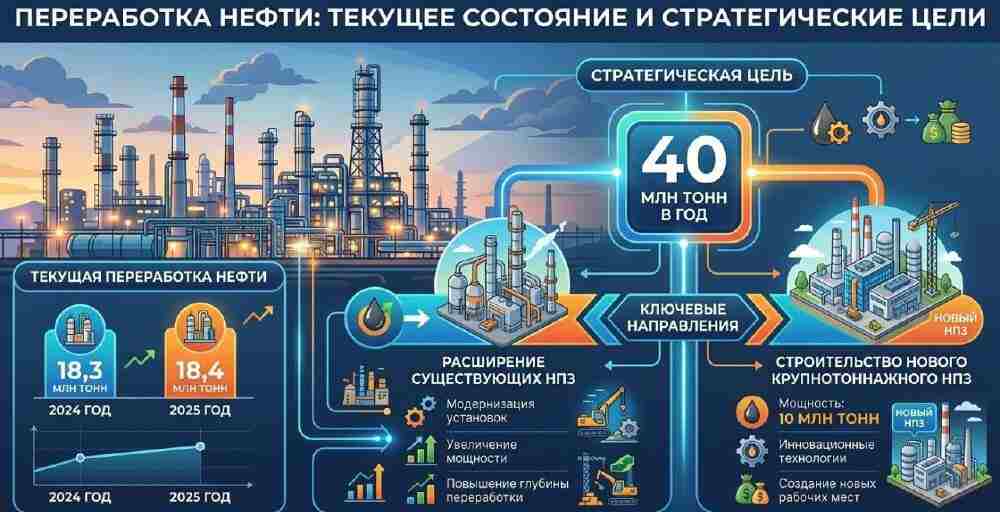 Казахстан нарастит мощности нефтепереработки до 40 млн тонн