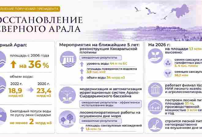 Казахстан усиливает меры по восстановлению Арала и сохранению Каспия