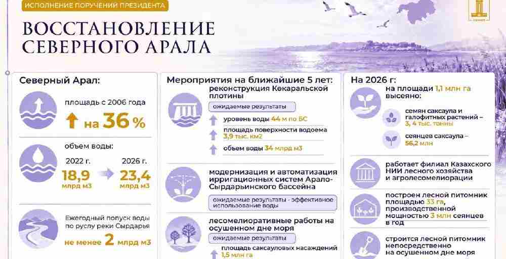 Казахстан усиливает меры по восстановлению Арала и сохранению Каспия